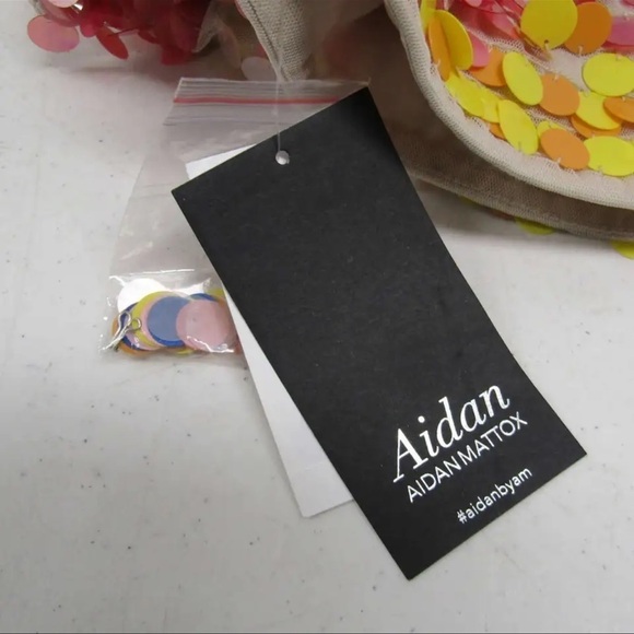 NWT AIDAN MATTOX Short Sleeve Beaded Sequin Mini Sheath Dress Multicolor Size 8 - Picture 13 of 13